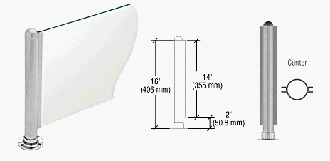 CRL Brushed Stainless 16" Round PP02 Elegant Series Counter/Partition Center Post With Air Space - PP02CBS