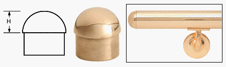 CRL Polished Brass Dome End Cap for 1-1/2" Tubing - HR15DPB