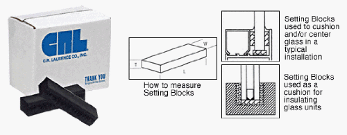 CRL 3/8" x 1/2" x 2" Neoprene Setting Blocks [100 pack] - SB564