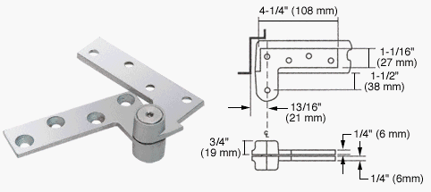 CRL Rixson Polished Chrome Finish 3/4" Offset Top Pivot - R180PC