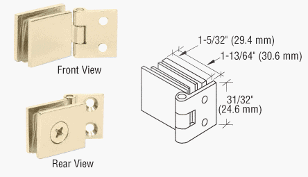 CRL Brass Finish Single Wall-to-Glass Hinges - EH260