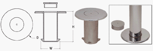 CRL Brushed Stainless Floor Socket With Cap for 2" Tubing - HR20FSBS