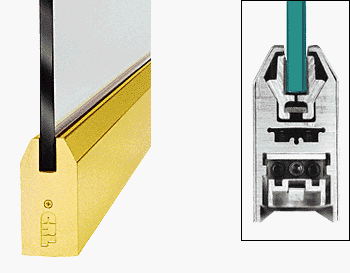 CRL Polished Brass 4" Tapered Door Rail Without Lock for 1/2" Glass - 35-3/4" Length - DR4TPB12S