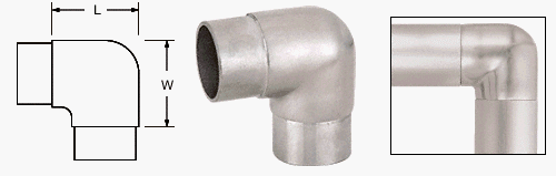 CRL Brushed Stainless Sharp Radius 90 Degree Corner for 2" (50.8 mm) Tubing - HR20HBS