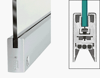 CRL Brushed Stainless 4" Square Door Rail With Lock for 3/8" Glass - 35-3/4" Long - DR4SBS38SL