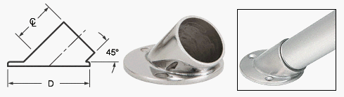 CRL Polished Stainless 45 Degree Angle Flange for 1-1/2" Tubing - HR15AFPS