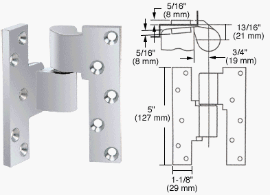 CRL Rixson Polished Chrome Finish Left Hand 3/4" Offset Intermediate Pivot - M19LHPC