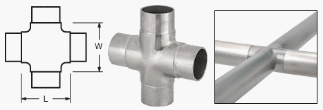 CRL Brushed Stainless Flush Cross for 2" Tubing - HR20NBS