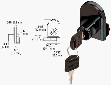 CRL Black Plated Cabinet Lock for Hinged Glass Doors - LK12