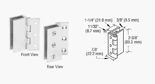 CRL Chrome Finish Large Wall Mount Set Screw Hinge - EH168