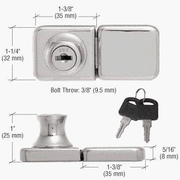 CRL Chrome UV Bond Classic Series Glass Door Lock and Keeper for Double Doors - UV417CH