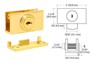 CRL Brass Cam Lock for 1/4" or 3/8" Glass - Keyed Alike - EH96KA