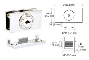 CRL Chrome Cam Lock with Stop Plate [1/4" or 3/8" Glass] [Randomly Keyed] - EH98