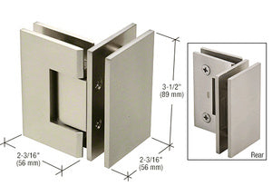 CRL Geneva 092 Series Brushed Nickel 90 Degree Glass-To-Glass Hinges - GEN092BN