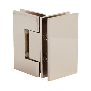 CRL Geneva 092 Series Polished Nickel 90 Degree Glass-To-Glass Hinges - GEN092PN