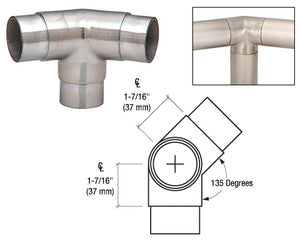 CRL Brushed Stainless 135 Degree Side Outlet Elbow for 1-1/2" Tubing - HR15PBS