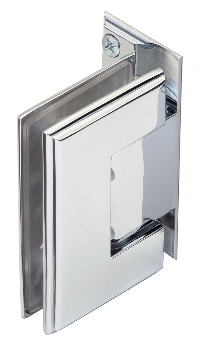 Symphony Standard Duty 90 Degree Wall-Glass Hinge with Offset Backplate and 5 Degree Offset