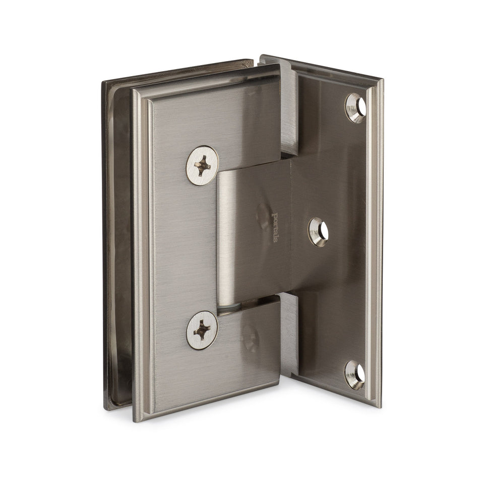 Symphony Heavy Duty 90 Degree Wall-Glass Hinge with Offset Backplate and 5 Degree Offset