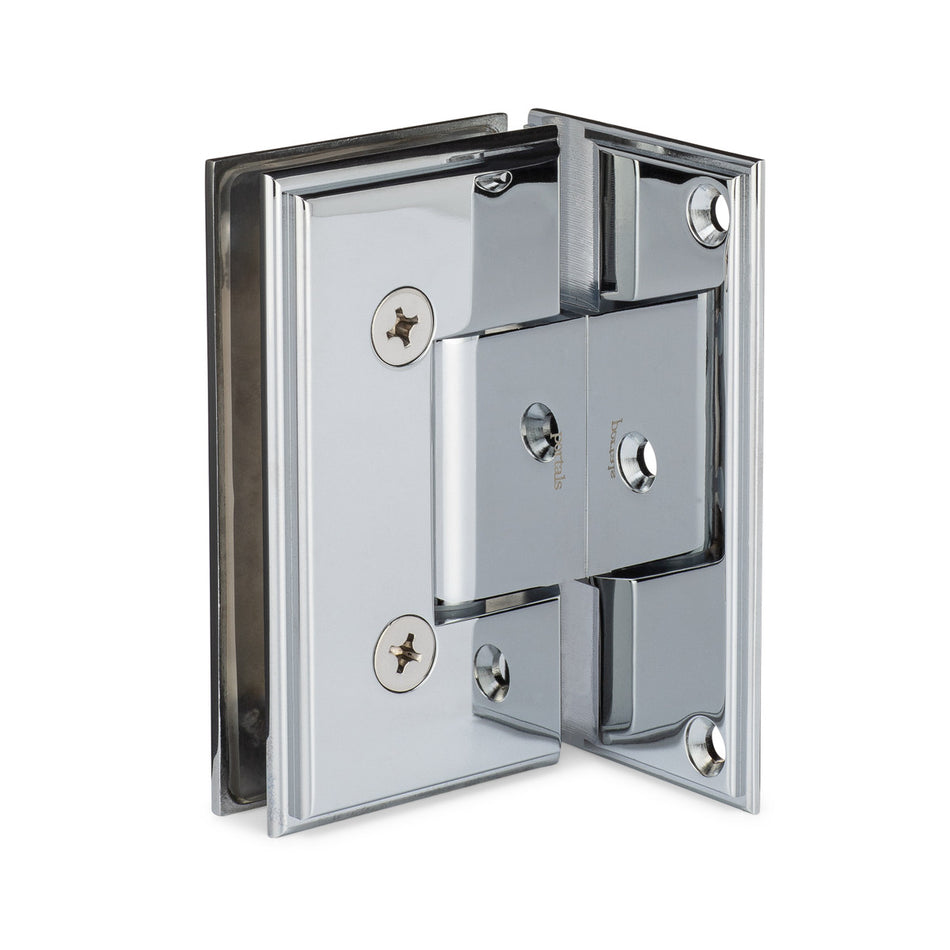 Symphony Heavy Duty 90 Degree Wall-Glass Hinge with Offset Backplate