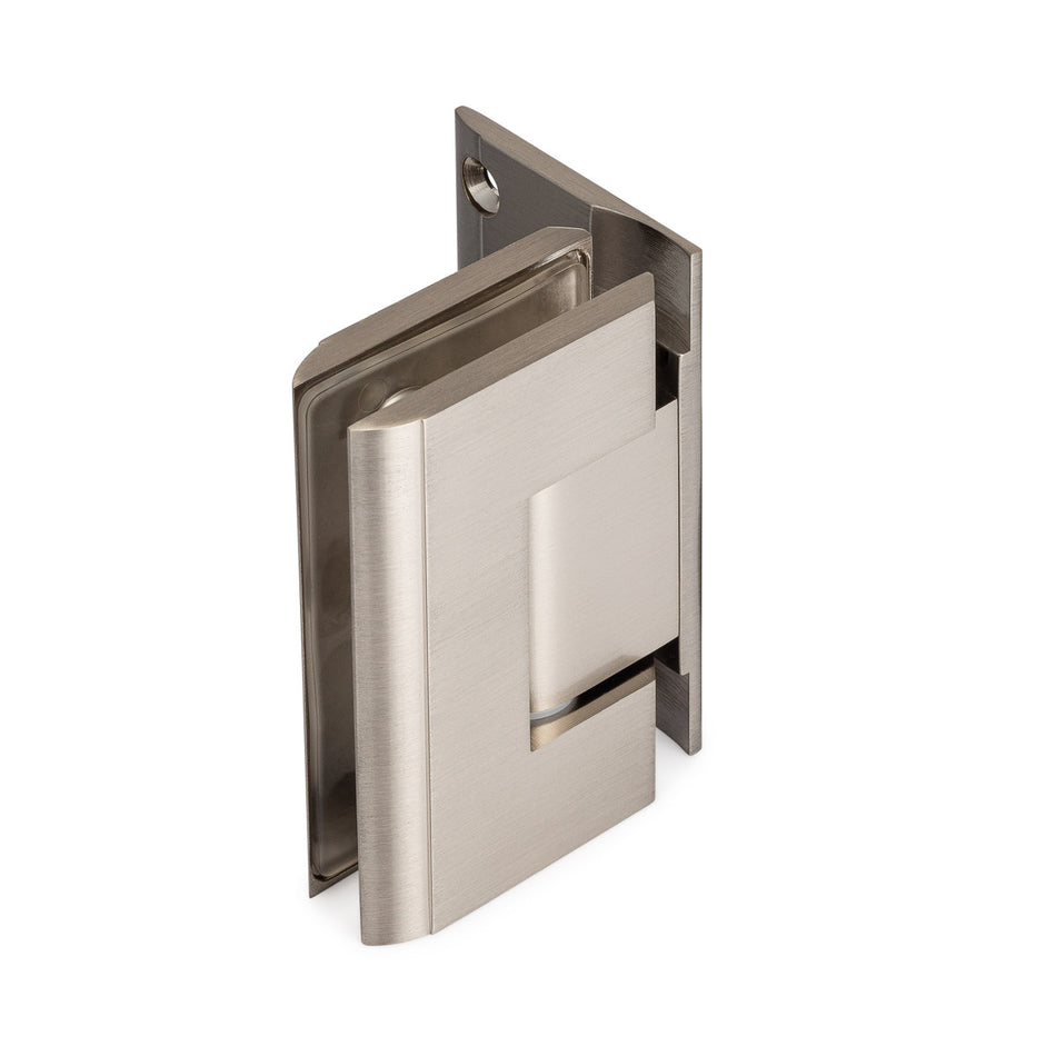 Concerto Heavy Duty 90 Degree Wall-Glass Hinge with Offset Backplate and 5 Degree Offset