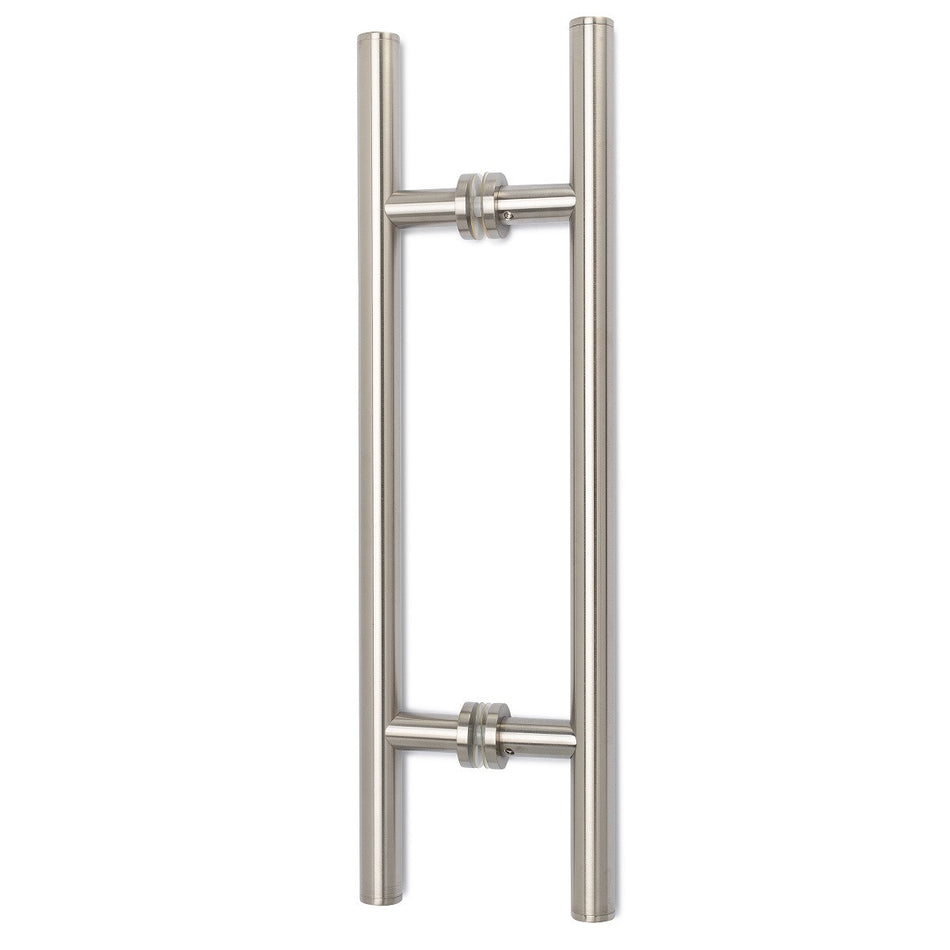 Counterpoint 8" C/C Back-To-Back Pull 1" Diameter and Rosettes - Brushed Nickel - L.46.214-8.619