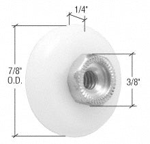 CRL 7/8" Nylon Ball Bearing Shower Door Oval Edge Roller With Threaded Hex Hub [100 pack] - M6002B