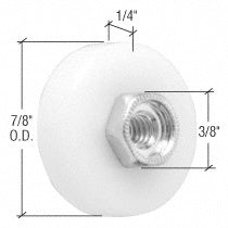 CRL 7/8" Nylon Ball Bearing Shower Door Flat Edge Roller With Threaded Hex Hub [100 pack] - M6003B