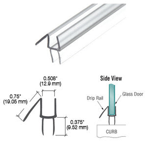 1/2" Frameless Glass Shower Door Sweep - Bottom Seal - Wipe - Drip Rail - 32" - P912WS