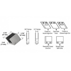 CRL Brushed Nickel 1/2" 52 Degree Slant Acute End Clamp Type "A" Stair and Walkway Railings - RH3312BN