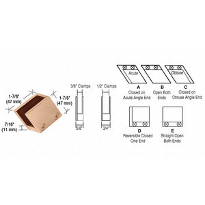 CRL Brass 1/2" 52 Degree Slant Acute End Clamp Type "A" Stair and Walkway Railings - RH3312BR