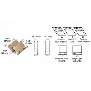 CRL Brass 1/2" 52 Degree Slant Open Center Clamp Type "B" Stair and Walkway Railings - RH4412BR