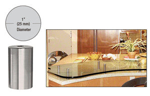 CRL 316 Brushed Stainless 1" Diameter by 2" Long Standoff Base - S0B102BS